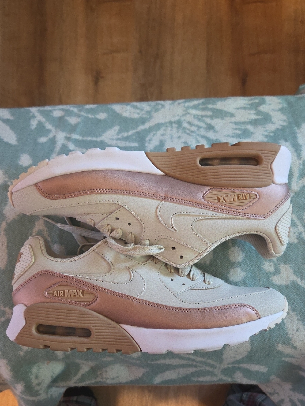 Women's Nike Air Max 90 Sneakers in Rose Gold and Cream